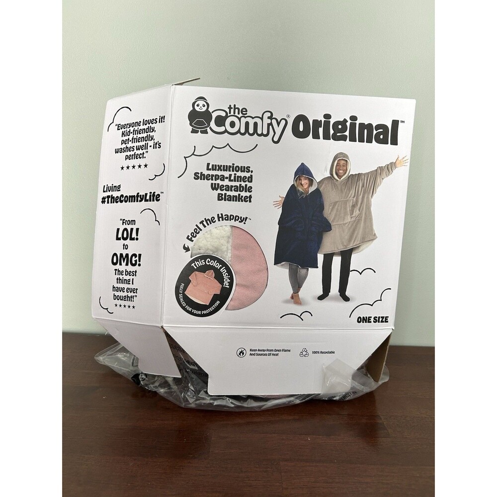 NIB The Comfy Original Wearable Hoodie Blanket Unisex Sherpa Blush Pink NEW